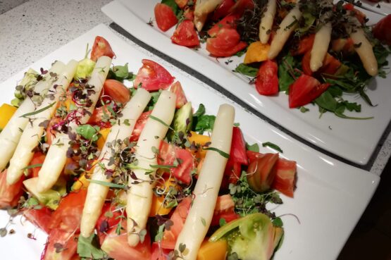 White asparagus escalivada salad at La Bruguera